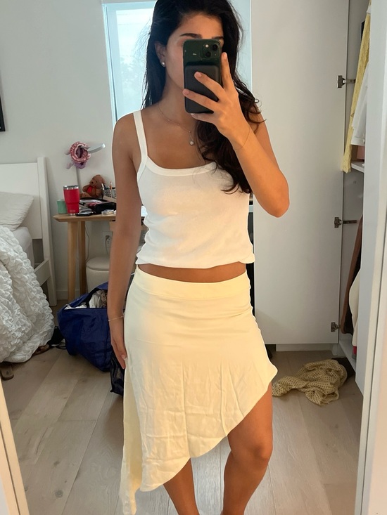 Zara Dresses & Skirts - Zara Cream Asymmetrical Midi Skirt